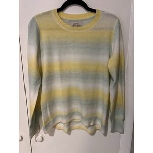 Ann Taylor Loft Slightly Oversized Spacedye Sweater Blue Yellow Women‎ Small
